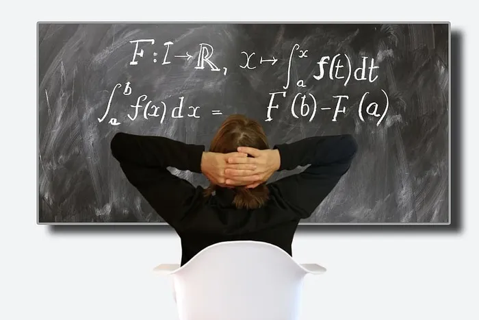人，坐，前面，黑板，数学，问题，微分学，黑板