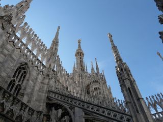 大教堂，米兰，建筑，低角度视图，建筑结构，建筑外观，天空，礼拜场所