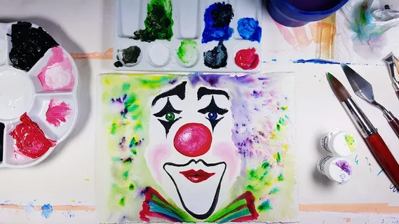 日历表, 3 月, 嘉年华, 小丑, 丙烯颜料, 抹刀, 画笔, 多色