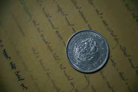 棕色打印纸上的银色圆形硬币