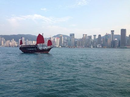 中国，水，河流，船只，海滨，建筑，天空，交通