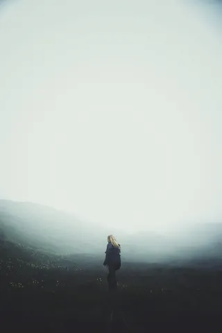 光, 景观, 人, 女人, 成人, 黑暗, 田野, 雾