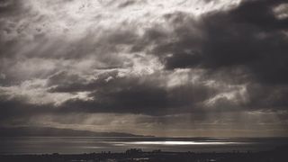 海滩，黑白，云，暗，戏剧性，黄昏，风景，光