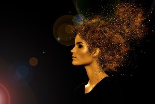 女人，穿着，黑色，v领上衣，肖像，脸，人类，年轻女人