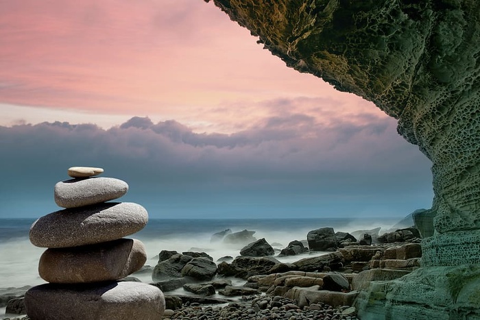 禅石，岩石形成，海岸，白天，风水，石头，海岸，灵性