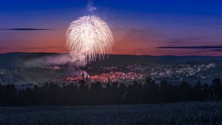 夜间烟花, 烟花, 城市, Dornstetten, 夜, 长时间曝光, 建设, 晚上