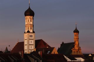 教堂，教堂尖塔，夕阳，建筑，建筑，城市，天空，德国