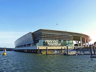 新加坡，marina barrage，新加坡，marina barrage，新加坡地标，新加坡河，蓝天，水，波浪