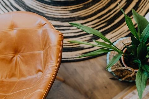 带有绿色植物的现代室内细节