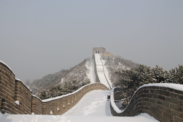 长城，中国，有盖，雪，冬天，自然，天空