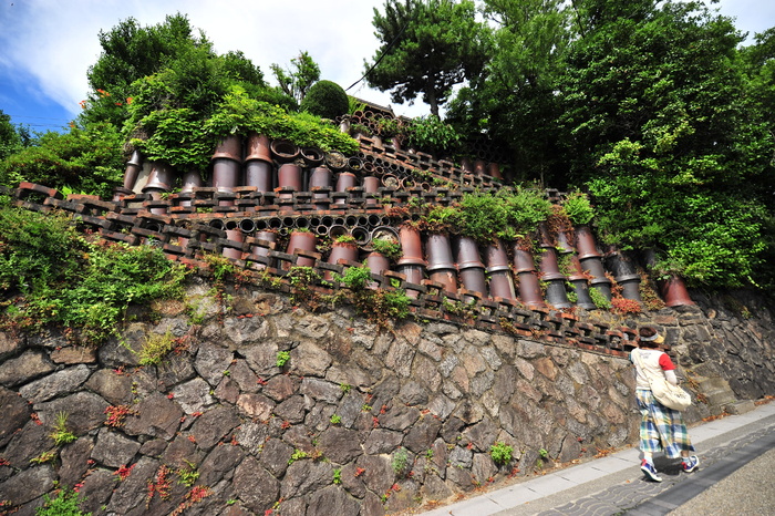 管道、石垣、东京、小山、树木、植物、建筑、构筑物