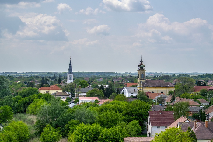 poroszlo，景观，教堂塔，景观，定居点，建筑，建筑结构，建筑外观