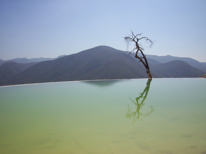 沸水，墨西哥，瓦哈卡，水池，山，水，自然之美，风景-自然