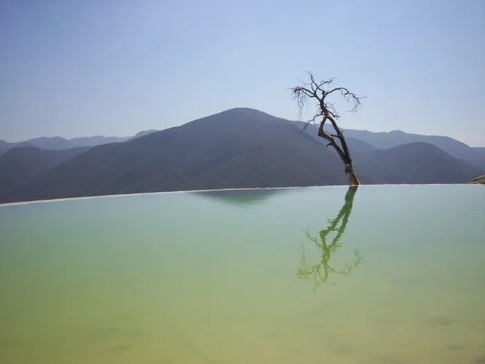 沸水，墨西哥，瓦哈卡，水池，山，水，自然之美，风景-自然