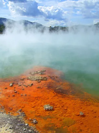 新西兰，罗托鲁瓦，地热，wai-o-tapu thermal wonderland，自然，蒸汽，间歇泉，火山