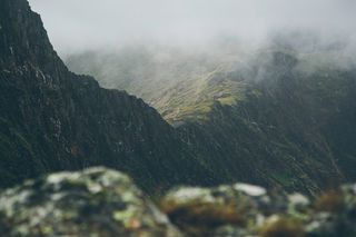 绿色、山脉、有盖、雾、山脉、山峰、顶峰、旅行