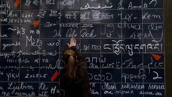 巴黎，蒙马特尔，我是liebe dich，liebe，amour，schrift，font，蓝色