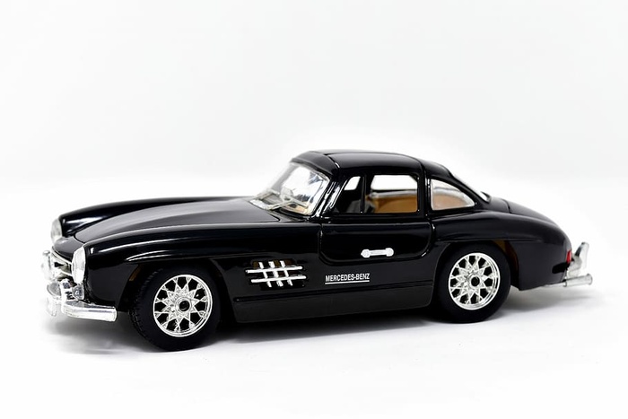 经典，黑色，双门轿跑车比例模型，模型车，oldtimer，梅赛德斯，300sl，鸥翼