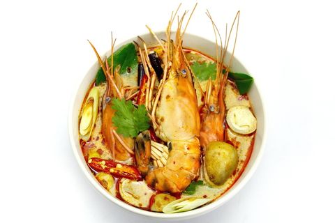 海鲜菜，汤，酸辣汤，虾，菜，食物，泰国，泰国菜