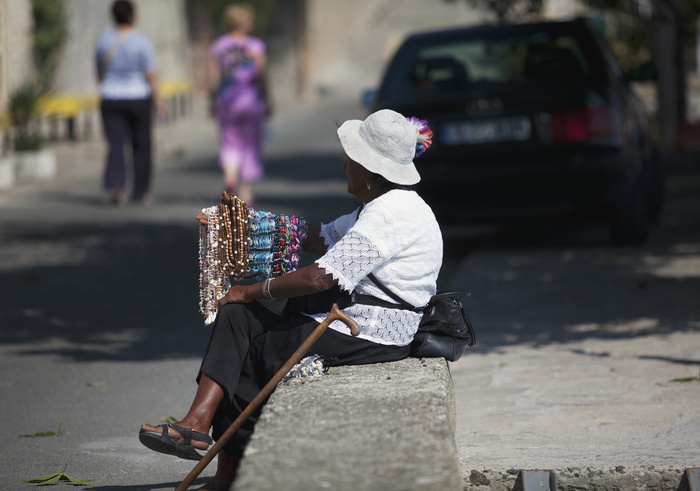 保加利亚, 内塞巴尔, 埃塞巴尔, 街, 工艺, 老太太, 城市, 真实的人