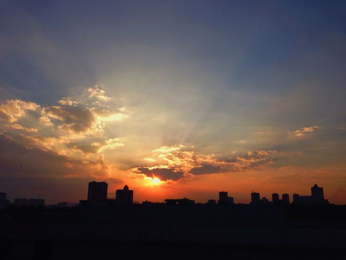 日落, 暮光之城, 粉红色的云彩, 剪影, 周边视觉, 天空, 建筑外观, 建筑