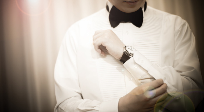 男士，穿着，白色，礼服衬衫，婚礼准备，婚礼，形象，新郎