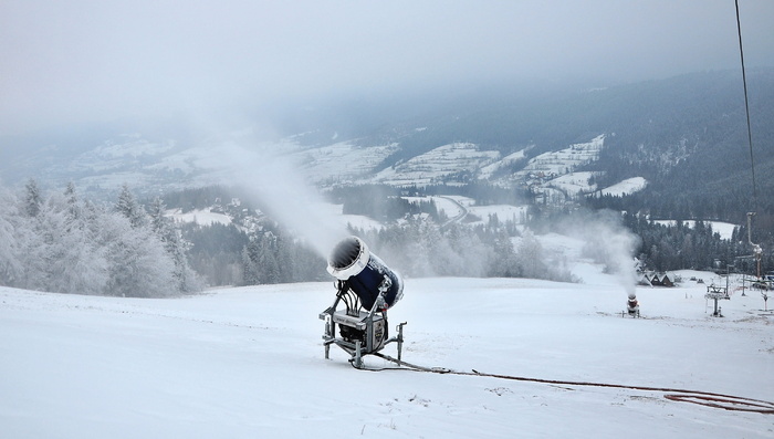 雪炮，雪，提取物，冬天，寒冷，山，晚上，斯托克