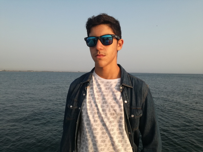 男孩，天空，海洋，ria，眼镜，年轻人，海洋，年轻人