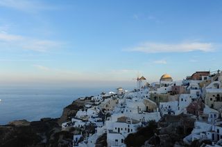 希腊圣托里尼，爱琴海，大海，天空，清晨，建筑，建筑外观