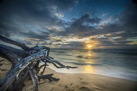 大海，黎明，大自然，天空，海滩，黄昏，高清壁纸，海洋