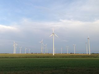 windräder，天空，蓝色，草地，风车，能源，可再生能源，替代能源