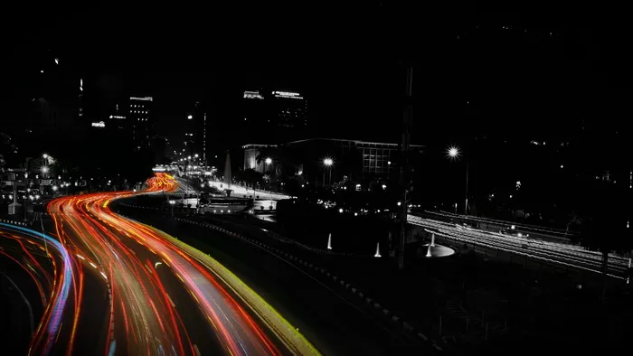 印度尼西亚，雅加达市中心，照明，夜间，城市，建筑，长时间曝光，建筑外部