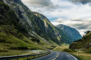 道路、景观、云、曲线、沥青、日光、峡湾、公路