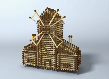 磨坊，火柴，小屋，玩具，木厂，很难组装，工作室拍摄，没有人