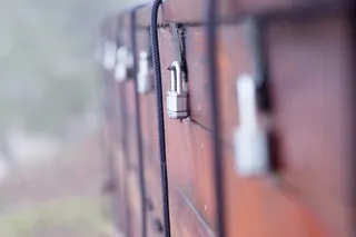 锁，挂锁，绳子，盒子，仓库，雾，金属，选择性聚焦