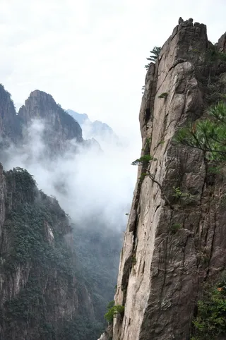 自然，山，景观，岩石，旅游，黄山，中国，云