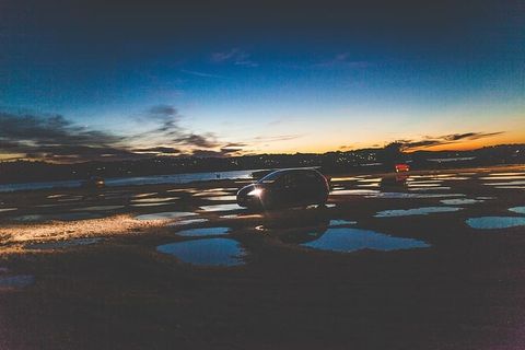 黑色，车辆，晴朗，蓝色，天空，黎明，汽车，潮湿