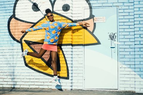 照片，黄色，快乐，跳跃，卡通，香蕉，风格，模型