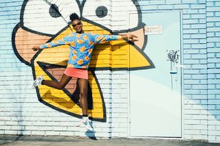 照片，黄色，快乐，跳跃，卡通，香蕉，风格，模型