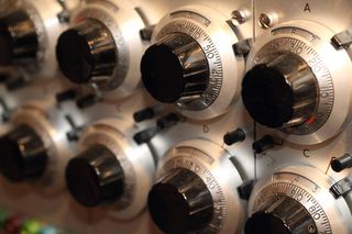 模拟、计算机、技术、表盘、多圈、电位计、设置、计算