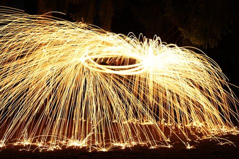 长, 曝光, 夜, 摄影, 火花, 火, 户外, 背景
