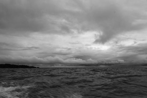 哥伦比亚，布埃纳文图拉，海，海洋，太平洋，云，海景，黑白