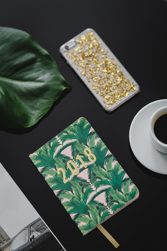 2018年日历议程黑表顶视图