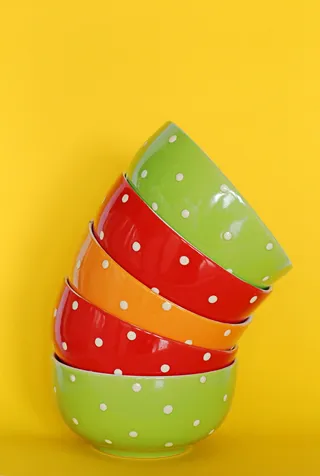 餐具，碗，盘子，斑点，豌豆，鲜艳，多色，多个