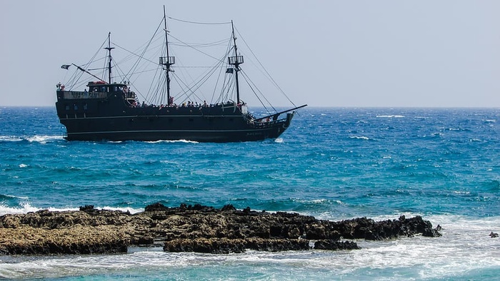 海岸，船只，海盗，帆船，海盗船，游轮，旅游业，塞浦路斯