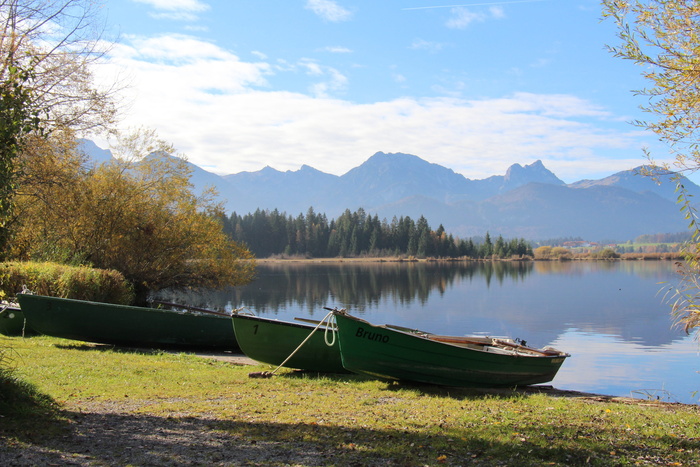 湖，allgäu，巴伐利亚州，全景，山脉，水，自然，山脉全景