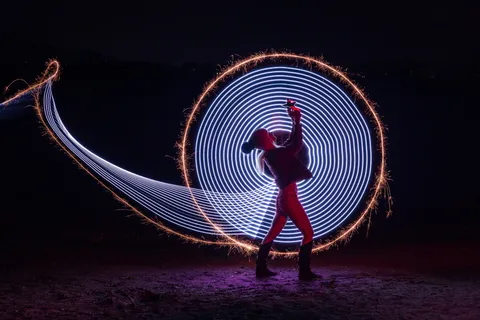 光绘, 光, Led, 烟火, 区, 夜, 女人, 帽 光绘, 光, Led, 烟火, 区, 夜, 女人, 帽