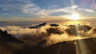照片，山，白，云，中午，haleakala，日出，夏威夷
