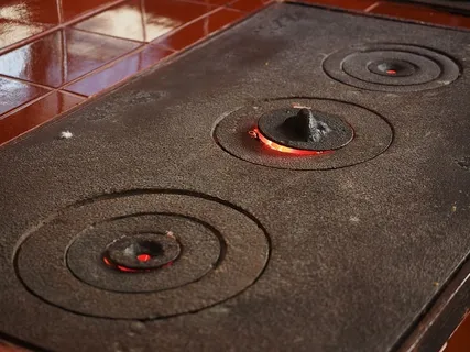 厨房，炉子，旧的，厨师，火，炊具，木火，音乐