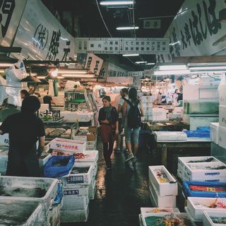 鱼，鱼，市场，人，女人，海鲜，食品，鱼市场